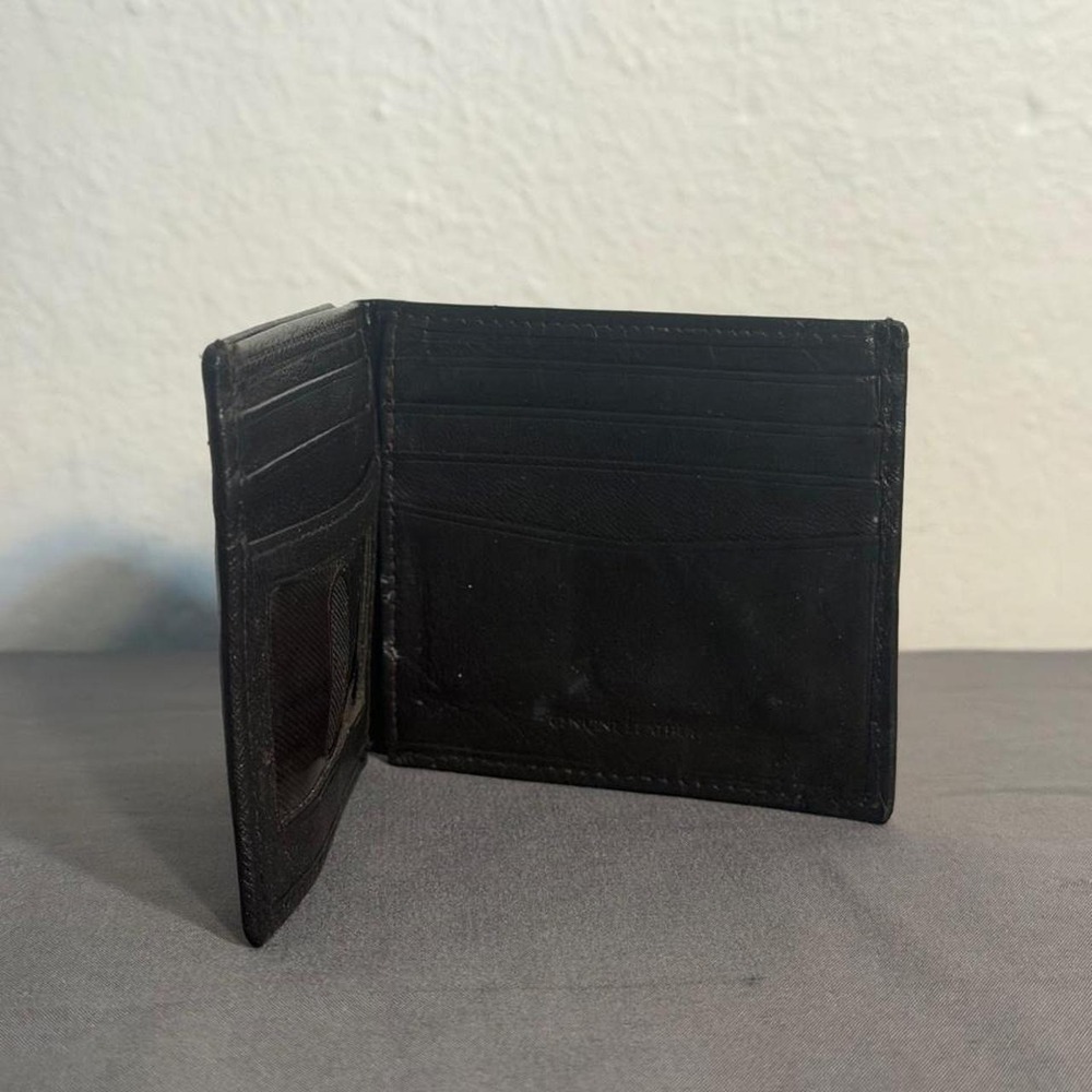 Black Genuine leather wallet with embossed skin texture